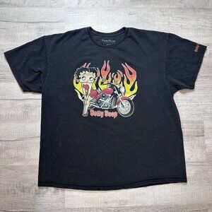 Betty Boop Motorcycle Flames 2022 Graphic T-Shirt 2XL Black Short Sleeve Tee